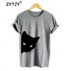 cat looking out side Print Women tshirt Cotton Casual Lady Girl Top Tee freeship 14 days